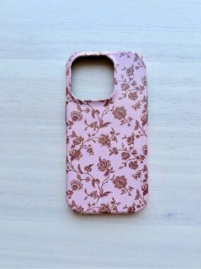 New Burga Pink Floral “lover” I Phone 14 pro Case